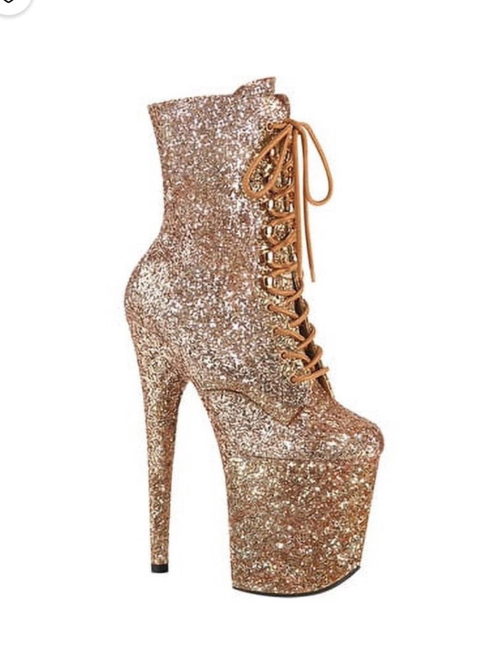 Pleaser Flamingo Champagne Glitter boots size 8 with 8 inch heel